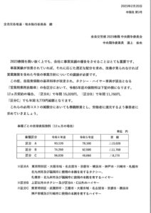 全自交労連中央闘争委員会 中闘発第3号掲載しました。